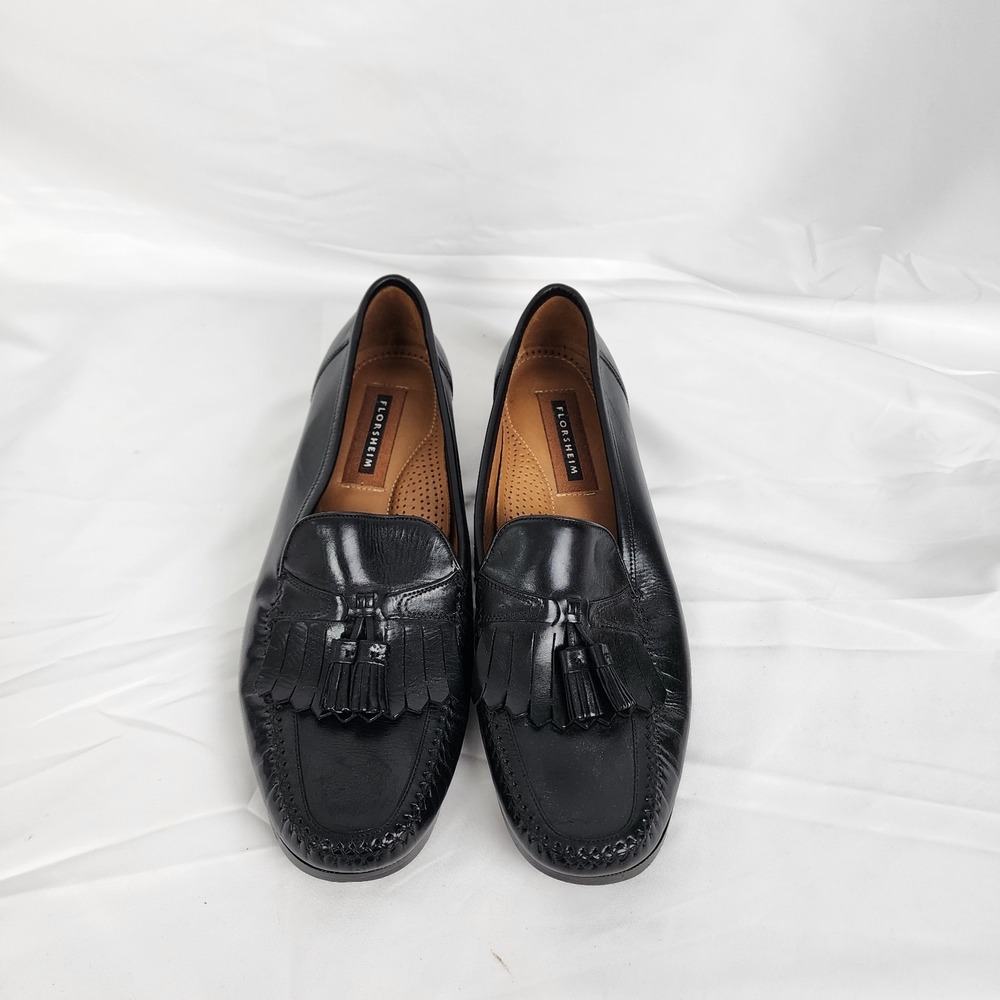 Florsheim‎ Lexington Wingtip Kiltie Tassel Loafers Shoes BLK Mens 10D 11690